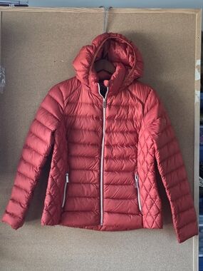 Michael Kors Packable Down Puffer Jacket Red Size L Travel Friendly Orange/red